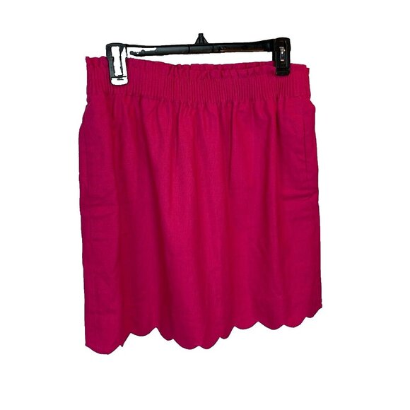 J.Crew Factory $70 Scalloped Linen Cotton Skirt Begonia Pink Size 6 AL195 - Picture 2 of 6